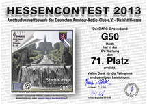 Urkunde Hessen-Contest 71. Platz