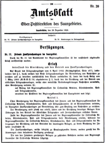 Amtsblatt der OPD des Saargebiet 29.12.1923