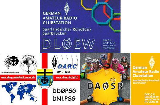 QSL-Karten der vier bisherigen Klubstationen