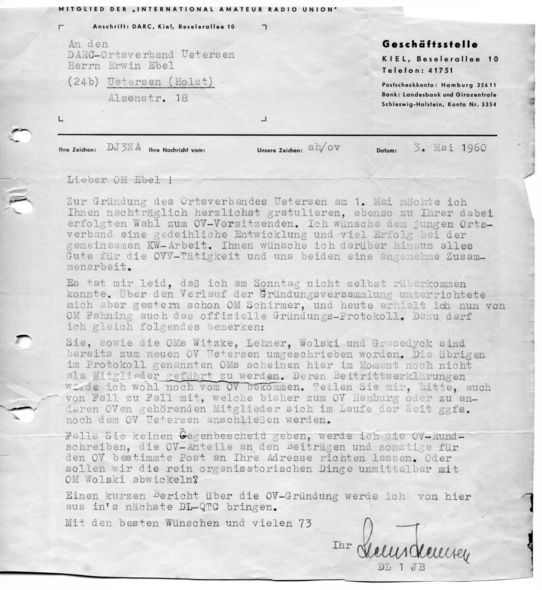 Glückwünsche der Geschäftstelle Kiel