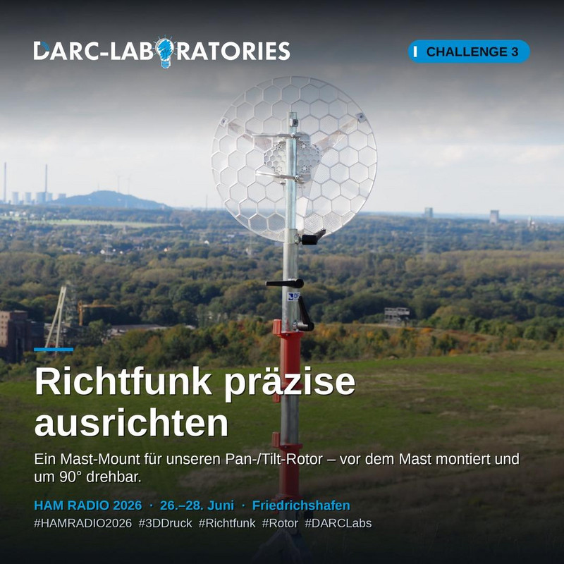 Richtantenne mit kleinem Pan-/Tilt-Rotor an einem Mast
