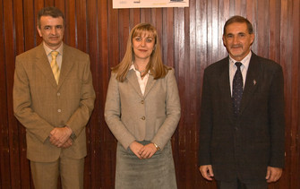 left two politicians and right Panayot Danev, LZ1US, IARU R1 EC.