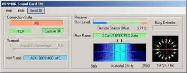 Oberfläche des virtuellen WINMOR-Modems