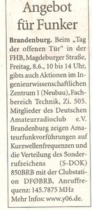 Zeitungsartikel MAZ Brandenburg
