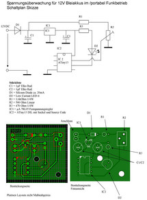 Schaltplan Spannungsüberwachung für 12V Bleiakkus