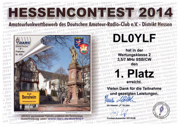 Urkunde zum Hessencontest