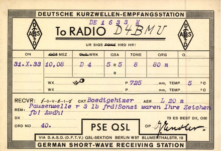 Gehörtes QSO von OM Fritz Wirth