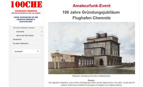 Nowe wydarzenie krótkofalarskie z Chemnitz: 100 lat lotniska