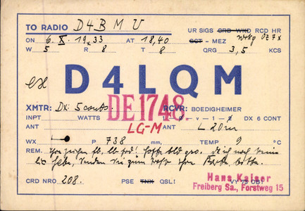 Gehörtes QSO von OM Fritz Wirth (Quelle 1)
